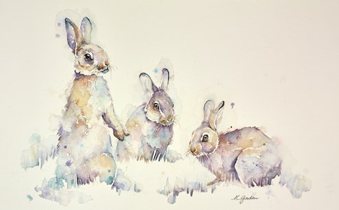A Trio of Rabbits by Amanda Gordon - Original on Paper